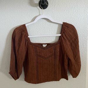 American Eagle Outfitters Brown cropped blouse